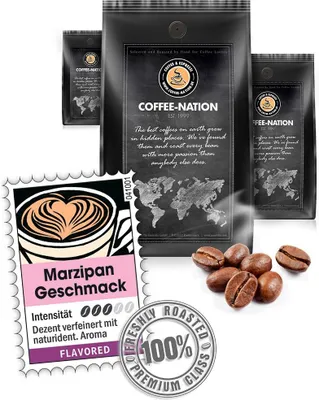 Produktbild von Kaffee CAPPUCCINO MARZIPANO aromatisiert von Coffee-Nation, 500g Bohnen