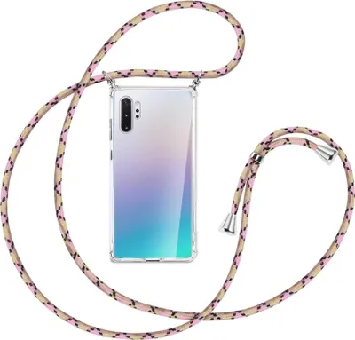 Produktbild von Handykette Backcover-Schutzhülle mit Band (Metall silberfarben) für Samsung Galaxy Note 10 Plus - rosa Karo