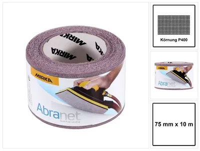 Produktbild von MIRKA Rollen Abranet 75 mm x 10 m P400 Gitternetz Klett (1 St)