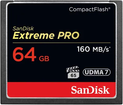 Image de Sandisk 64GB Extreme Pro CF 160MB/s, 65536 MB, Compactflash (CF), 160 MB/s, -25 - 85 °C, -40 - 85 °C, 43 mm