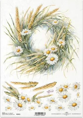 Produktbild von ITD Reispapier Decoupage Bastelpapier Serviettentechnik-R2421 Gänseblümchengirlanden