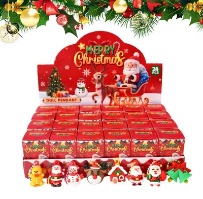 Obrázok produktu pre Vianočné ozdoby adventný kalendár 24 kusov slávnostné miniatúrne PVC prívesky