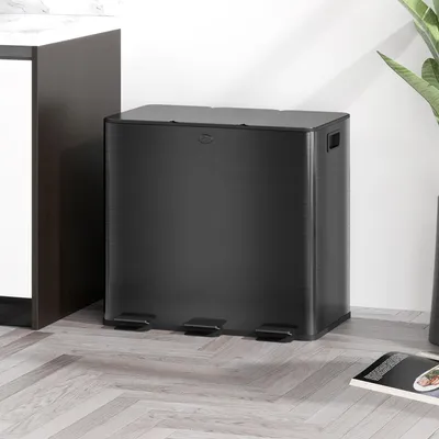 Immagine prodotto di Contenitore per rifiuti - Bidone - Cassonetto - Contenitore per rifiuti - Contenitore per la raccolta differenziata - 3 scomparti da 15 litri