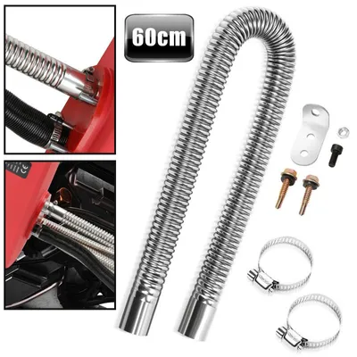 Image de 60cm Tuyau d'échappement Tuyau d'échappement 25mm Pinces en acier inoxydable Set Diesel Chauffage auxiliaire Tuyau d'échappement avec silencieux