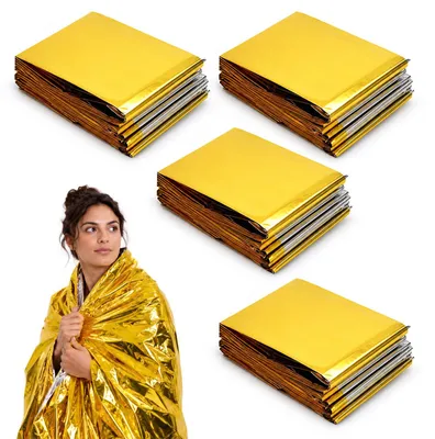 Imagen del producto de Manta térmica impermeable, de 210 x 130 cm, color dorado-plateado, para emergencias