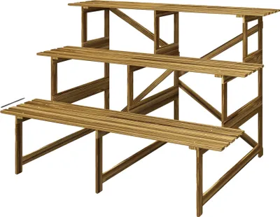 Produktbild von Pflanzenregal, Drei-Stufen-Design, Rotbeständiges Holz, 120 × 80 × 78cm