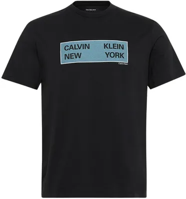 Image de T-shirt à manches courtes pour homme Calvin Klein, motif graphique "Box", coupe classique, couleur noire