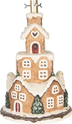 Produktbild von Clayre & Eef Weihnachtsbaumständer Lebkuchenhaus Ø 35x57 cm Braun Keramikmaterial