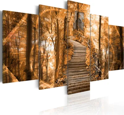 Produktbild von Akustikbild Natur 200x100 cm Bilder Akustikschaum Hochleistungsschallabsorber Schallschutz Leinwand 5 tlg Wandbild Raumakustik Schalldämmung 030112-7