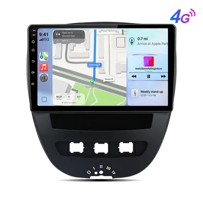 Productafbeelding van Hexinex 10-inch autoradio met Android 15, Carplay, 6+128GB geheugen, geschikt voor Toyota Aygo, Peugeot 107, Citroën C1. Inclusief GPS-navigatie, Wi-Fi, Bluetooth, FM, RDS, stuurwielbediening en USB-aansluiting met DSP