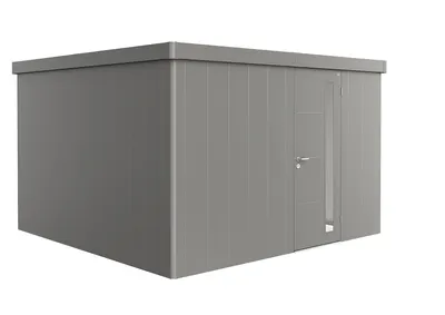 Obrázok produktu pre Plechový záhradný domček Biohort Neo 4D jednokrídlové dvere 339x339 cm sivý kremeň metalický