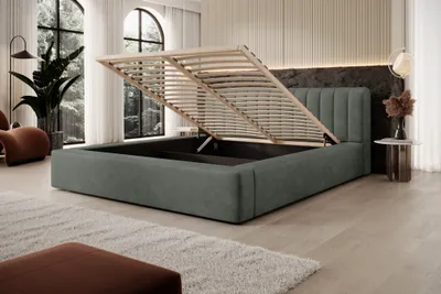 Produktbild von Polsterbett Doppelbett PEORIA Komplettset 160x200cm in Stoff Macau Forest