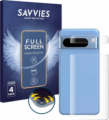Produktbild von 4x Savvies Fullscreen Schutzfolie für Google Pixel 8 Pro (Rückseite) Displayschutz Folie Fullcover Klar Transparent