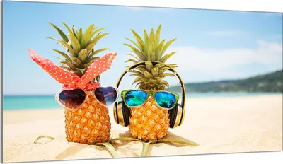 Produktbild von Herdabdeckplatte 90x52 Glaskeramikkochfeld Abdeckung Spritzschutz Glasplatte Deko Schneidebrett, Ananas Strand