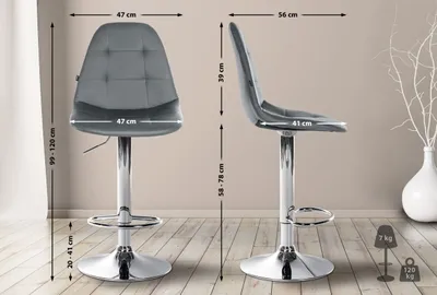 Zdjęcie produktu dla Stołek barowy Elmore imitacja skóry  C szary