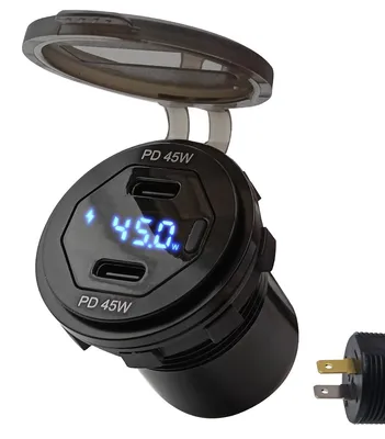 Produktbild von ProRide 12V USB-C Autoladegerät 2 Ports Einbau 45W QC3.0 Blau, KI-generiertes Bild