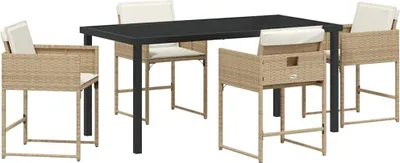 Image de vidaXL Ensemble de jardin 5 pcs Beige Poly-Rattan