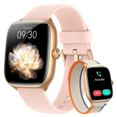 Obrázok produktu pre Chytré hodinky pre dámy a pánov. Funkcie: prijímanie hovorov, AMOLED displej, Bluetooth. Farba: ružové zlato