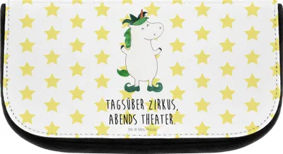 Produktbild von Mr. & Mrs. Panda Make-Up Tasche Einhorn Joker - Weiß - Geschenk, Gaukler, Hofnarr, Kulturbeutel, kulturtäschchen, Necessaire, Organizer, Kosmetiktasche, Einhörner, Kasper