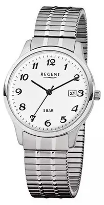 Image de Regent F-875 Montre-bracelet analogique à quartz pour homme avec bracelet à tirette Ø 36 mm