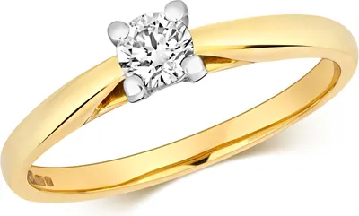 Produktbild von Funkelndes Feuer 18 Karat (750) Gold Solitär Verlobung Damen - Diamant Ring Brillant-Schliff 0.25 Karat GH - SI2, 50 (15.9); TRS3220618KYRSK
