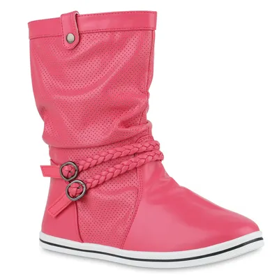 Produktbild von Mytrendshoe Damen Schlupfstiefel Sportliche Stiefel Boots Schnalle 70991, Farbe: Pink, Größe: 41
