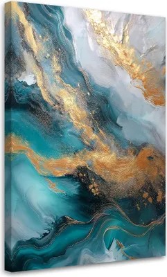 Obrázek produktu pro Obraz na plátně mramorová textura glamour tyrkysová 80x120 Feeby tyrkysový obraz na zeď připravený k zavěšení