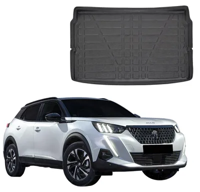 Produktbild von SCOUTT | Kofferraumwanne Laderaumwanne Kompatibel mit Peugeot ab 2008 Crossover ab 2019, mit Hoher Rand, Kofferraum-Schutzmatte, Geriffelt, Aufrollbar, Schwarz