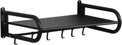 Productafbeelding van Magnetron Wandplank - Keukenrek - Keuken Organiseren - Met Haken - 50 cm - Zwart
