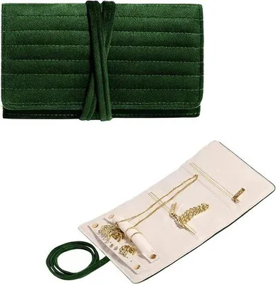 Produktbild von Schmuckrolle aus Samt - Organisierer für Reisen, für Armbänder, Halsketten, Ohrringe