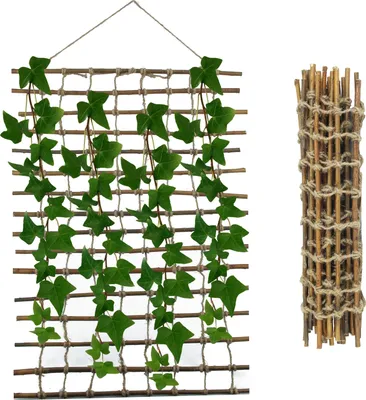 Produktbild von Rankhilfe aus Weide für Kletterpflanzen 50x200 cm | Rankgitter mit Juteschnur, Gartenstütze für Pflanzenwachstum und Dekoration, Ranknetz Rankleiter