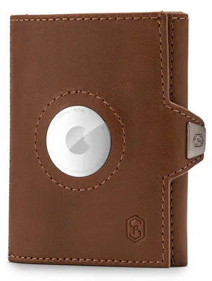 Produktbild von Slimpuro Tryo Airtag Wallet, Airtag Geldbörse aus Leder, Geldbörse für Herren Klein mit Münzfach, Kreditkartenetui mit RFID, Smart Wallet Mini, Geldbörse Slim mit 6 Kartenfächer, Kartenetui Braun