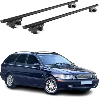 Image de Barres de toit transversales pour Volvo V40 V50 1995-2012 Alu Noir 2 pièces ABE