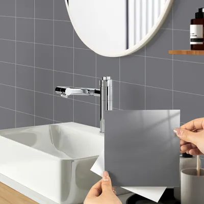 Produktbild von Selbstklebende Vinyl-Wandfliesen Wasserdicht 15 x15 cm Grau 24 Stück