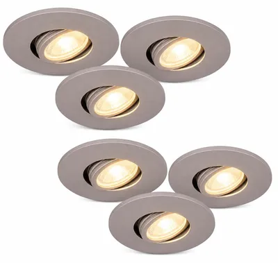 Produktbild von Malmbergs 6er Set LED Einbaustrahler dimmbar & schwenkbar – Silber matt – IP44 – MD-350 Kit