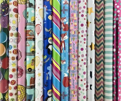Productafbeelding van Assortiment luxe cadeaupapier inpakpapier Aller dag en voor kinderen CH5 - 200 x 70 cm - 8 rollen