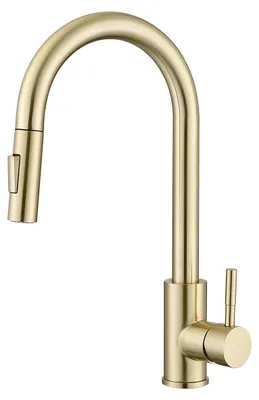 Küchenarmatur Gold, Pull-Down-Sprühkopf, gebürstet, 1-Loch