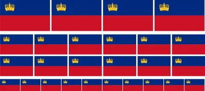 Produktbild von Mini Aufkleber Set - Pack glatt - 4x 51x31mm+ 12x 33x20mm + 10x 20x12mm- selbstklebender Sticker - Liechtenstein - Flagge / Banner / Standarte fürs Auto, Büro, zu Hause und die Schule - Set of 26