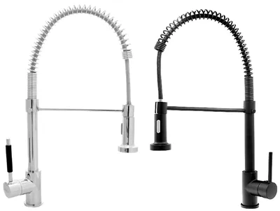 Produktbild von [Armatur Spiral in Chrom und Schwarz] Spiralfederarmatur mit Brausekopf Wasserhahn Küchenarmatur für Küchen