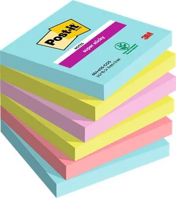 Obrázok produktu pre Samolepiaci bloček, 76x76 mm, 6x90 listov, 3M POSTIT "Super Sticky", "Cosmic", mix farieb