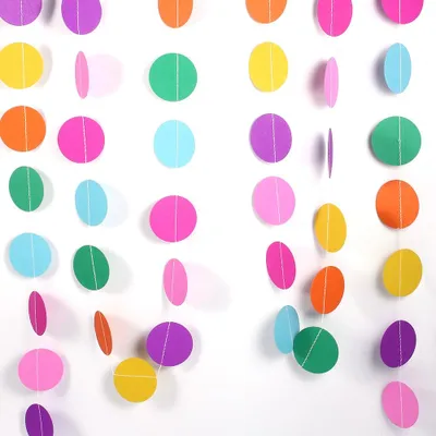 Image de 4 m de long cercle de papier points de suspension guirlande de fête couleurs arc-en-ciel (sept couleurs)