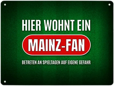 Produktbild von Metallschild XL mit Spruch: Hier wohnt ein Mainz-Fan Schild Blechschild