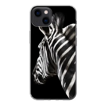 Produktbild von MuchoWow® Handyhülle Schutzhülle Hülle für iPhone 13 Zebra - Tier - Schwarz - Porträt Silikon Softcase Handy Hülle - Karteninhaber