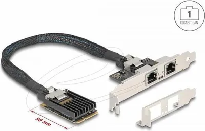 Zdjęcie produktu dla DeLOCK 95280, Mini PCI Express, RJ-45, Męski, Czarny, 0,3 m, Chiny
