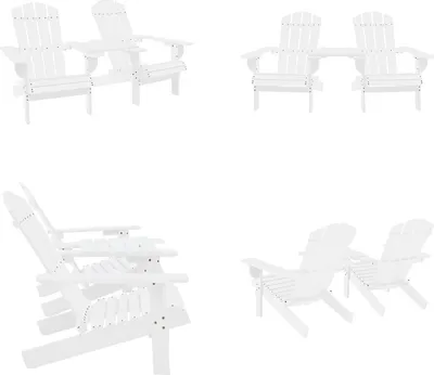 Produktbild von vidaXL Garten Adirondack Stühle mit Teetisch Massivholz Tanne Weiß - Gartenstuhl - Gartenstühle - Gartensessel - Außenstuhl