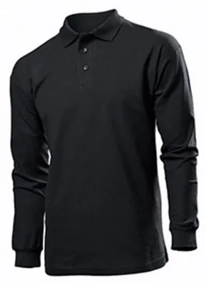 Produktbild von Stedman Herren Langarm Baumwolle Polohemd LT862 (L) (Schwarz)