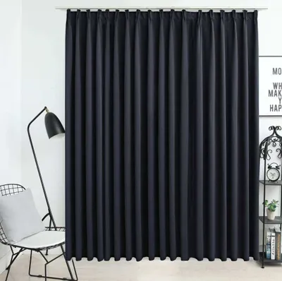 Produktbild von vidaXL Verdunkelungsvorhang mit Haken Schwarz 290 x 245 cm - Vorhang - Vorhänge - Vorhang Mit Metallösen - Vorhänge Mit Metallösen