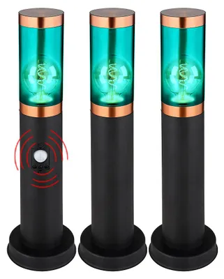 Produktbild von 3er Set RGB LED Sockelleuchte, Bewegungsmelder, Kupfer, H 45 cm