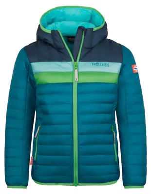Produktbild von TROLLKIDS Eikefjord Jacket Kinder-Steppjacke, Dunkelblau/Grün/Hellblau, Gr. 98