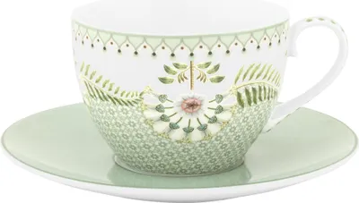Produktbild von PIP STUDIO Lily&Lotus Tiles Light Green Tasse mit Untertasse 280ml